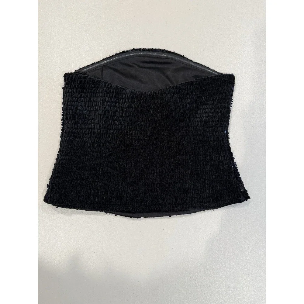 Renvy Sequin Tube Top Womens Small Black Y2K Lined Stretch Whimsigoth Festival